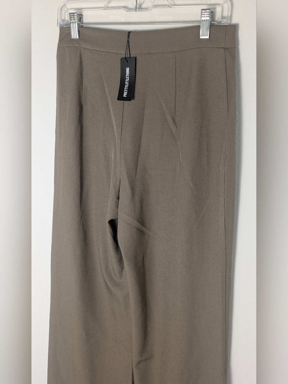 Pretty Little Thing Tall Mushroom Mid Rise Tailored Wide Leg Trousers Sz 4 T New - Picture 8 of 14